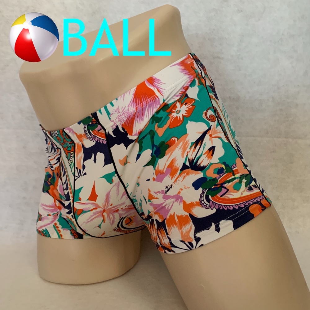 Ball Floral Square Cut Briefs 32-36 (Asian XL) 88% nylon / 12% spandex